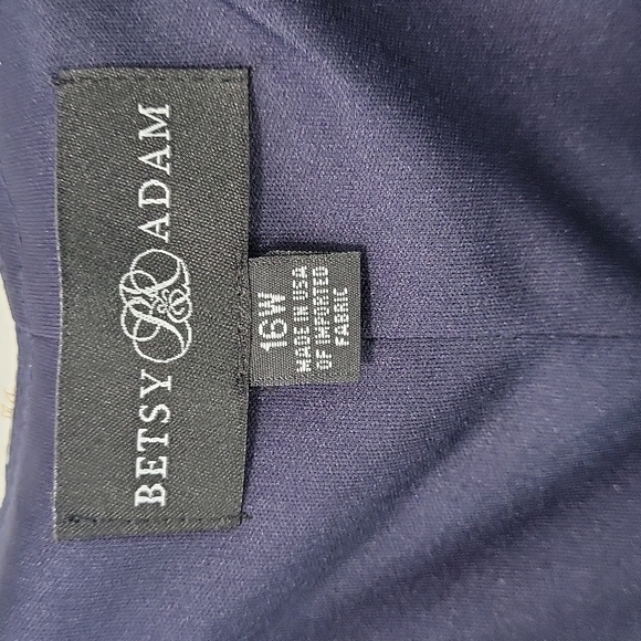 Betsy & Adam Floral Chiffon Ruffle V-Neck Long Sheer Sleeve Dress Size 16W - Picture 5 of 6